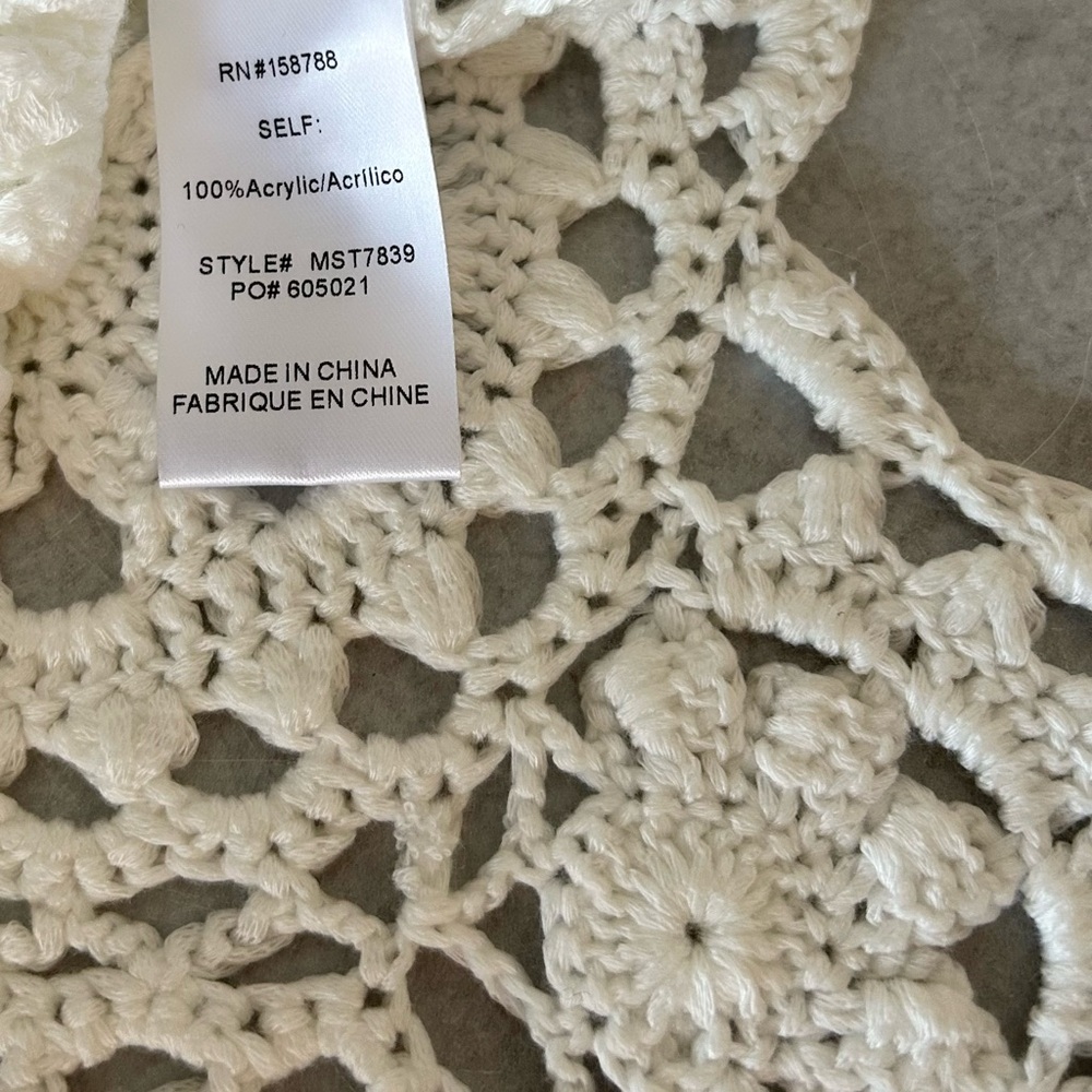 Crochet Knit 2-Piece Coverup Bandeau Top & Pant Set, White M NWT - Picture 10 of 10